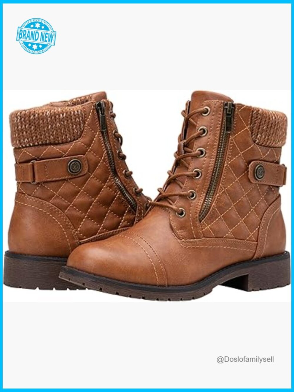 Lace Up Combat Ankle Boots Comfortable Low Heel Booties Chunky Sole Fall